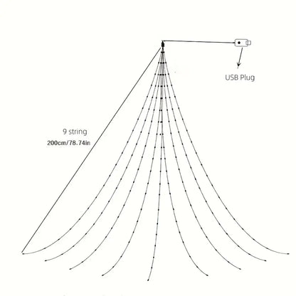 Enchanting Christmas Waterfall Tree Lights: 8 Magical Modes