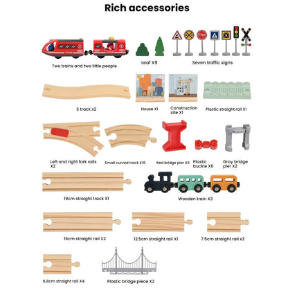 72pcs Wooden Train Set with Electric Train Toy