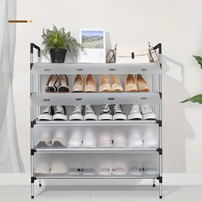 Say goodbye to dusty shoes with this convenient dustproof storage shelf