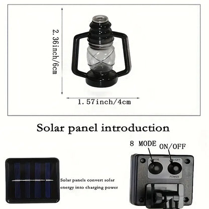 Solar Retro Oil String Lamp - 1 Pack, 8 Functions, Waterproof Outdoor