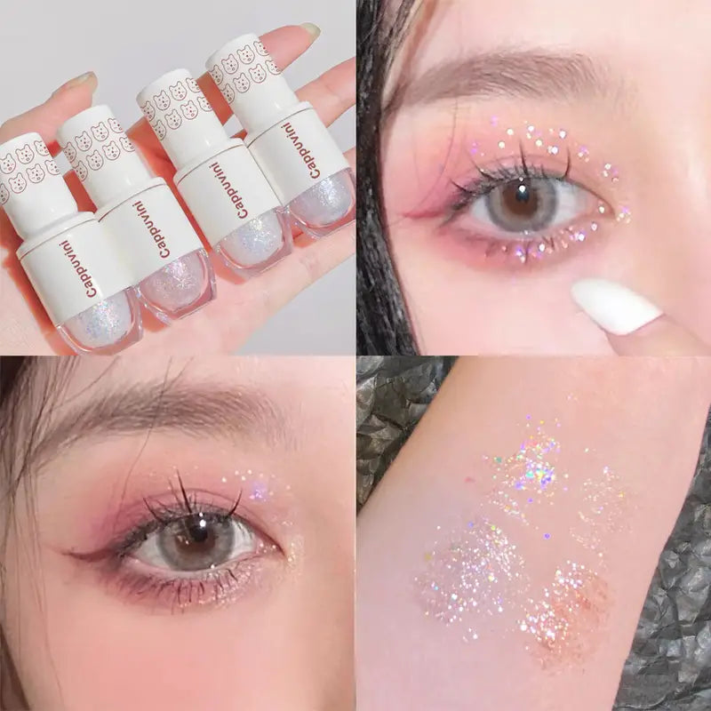 6 Color Liquid Eyeshadow with Highlight Sequins - Sparkling, Waterproof, and Long-Lasting Makeup