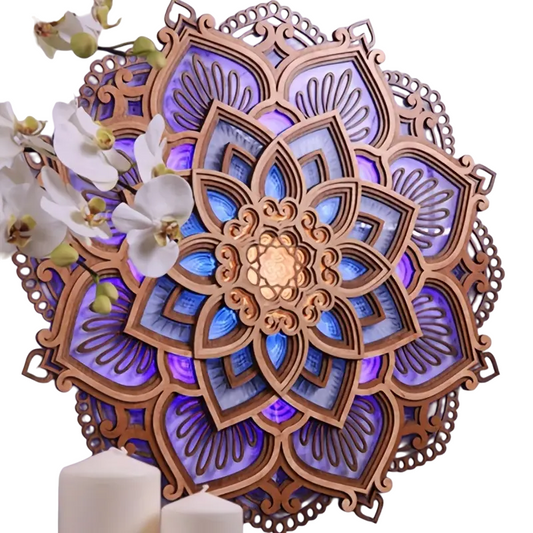 Lotus Mandala Yoga Room Night Light - LED Multi-Layer Wooden Creative Atmosphere Light