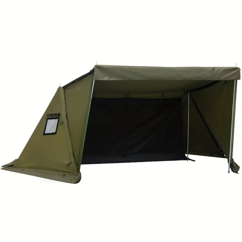 All-Season Hexagonal Camping Tent for 1-2 Persons - Army Green