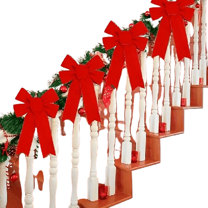 5pcs 33.02cm Red Velvet Christmas Wreath Bow