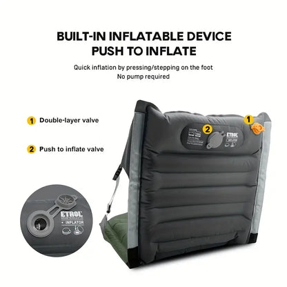 Portable Inflatable Folding Chair - Dark Gray Nylon, Camping Essential