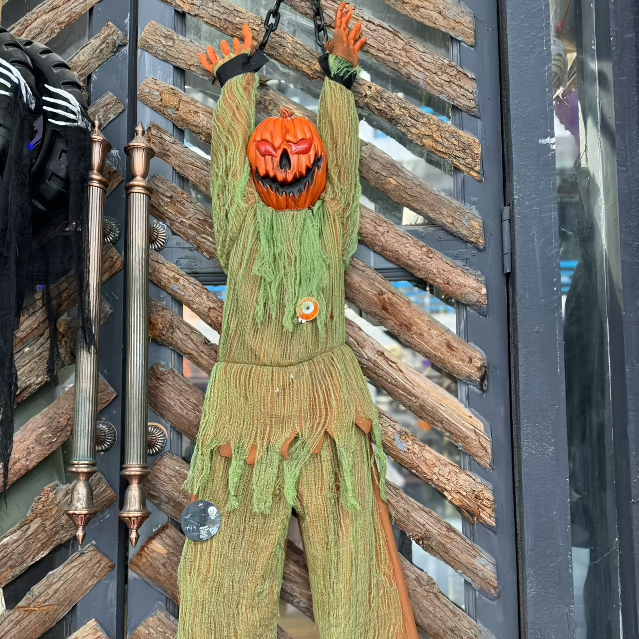 Pumpkin Head Pendant Halloween Decor with Sound and Lights