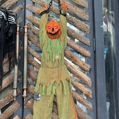 Pumpkin Head Pendant Halloween Decor with Sound and Lights