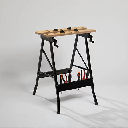 Folding Woodworking Workbench Tool Table with Storage