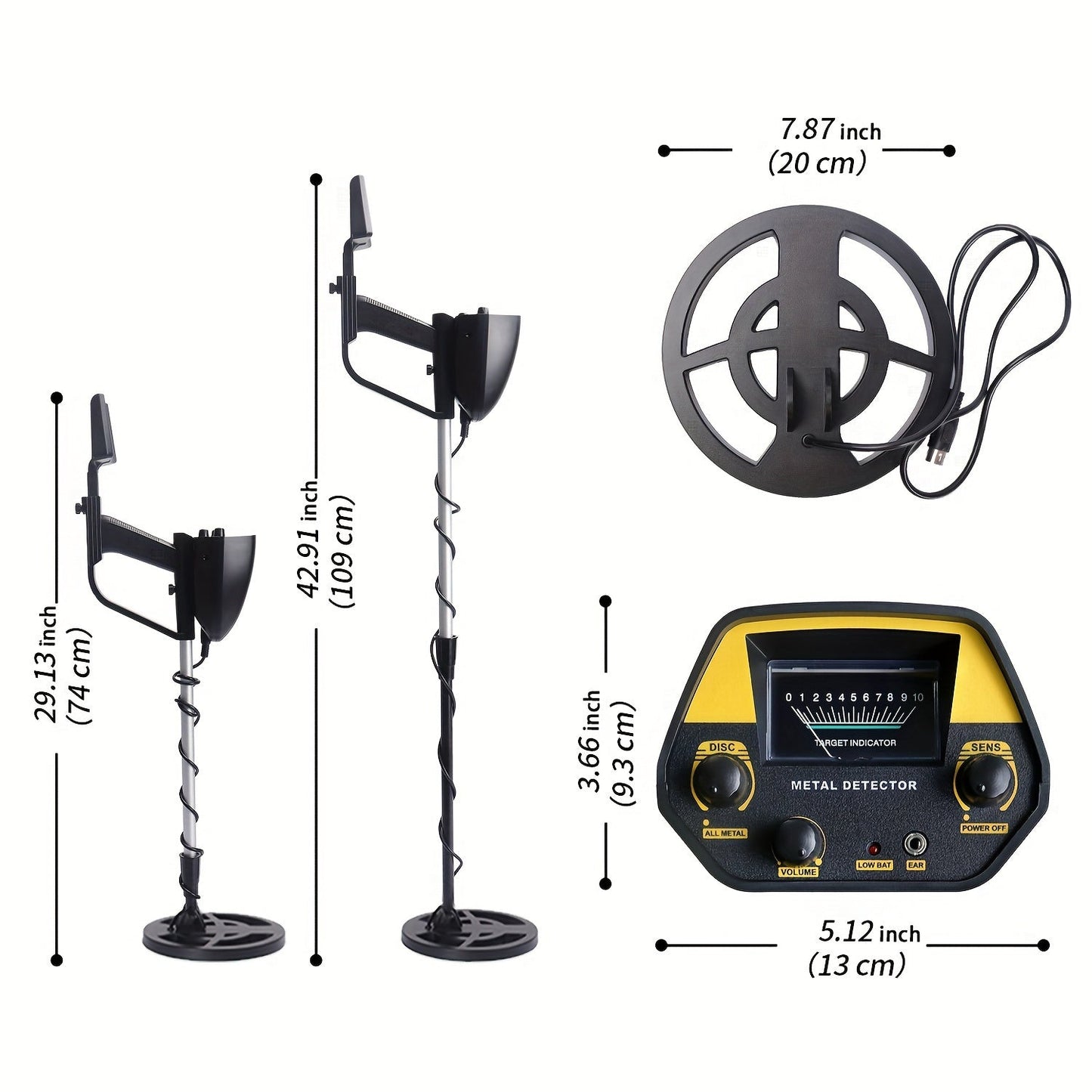 Metal Detector with Shovel and Display