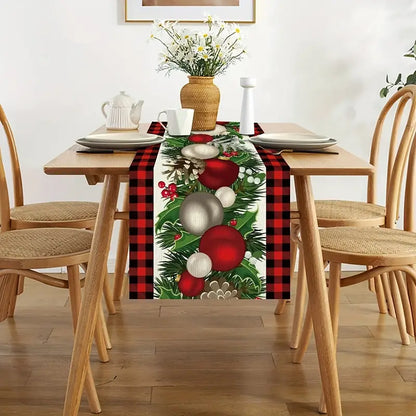 Red & Black Buffalo Check Plaid Christmas Table Runner