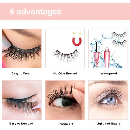 5 Pairs Magnetic Eyelashes And Eyeliner Kit Reusable 3D Magnetic False Lashes Extension No Glue Needed