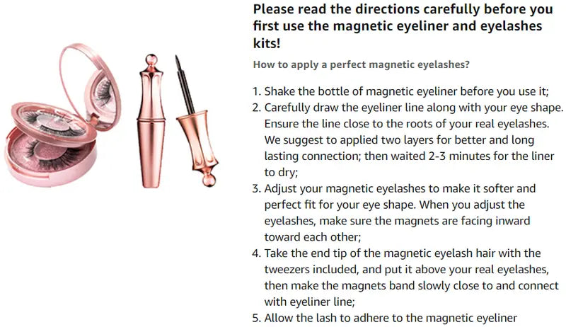 5 Pairs Magnetic Eyelashes And Eyeliner Kit Reusable 3D Magnetic False Lashes Extension No Glue Needed