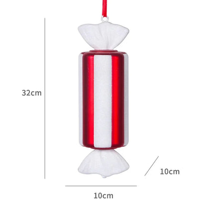 4PCS Large Red Candy Cane Christmas Ball Ornaments