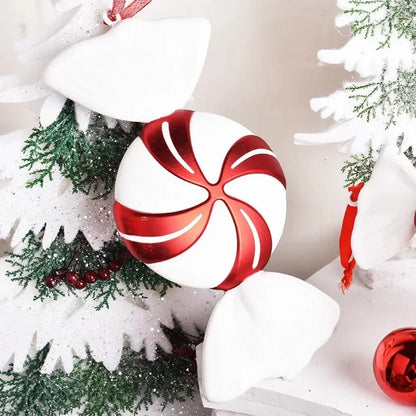 4PCS Large Red Candy Cane Christmas Ball Ornaments