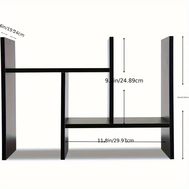 Adjustable Wood Bookshelf: Classic Desk Organizer & Storage Rack