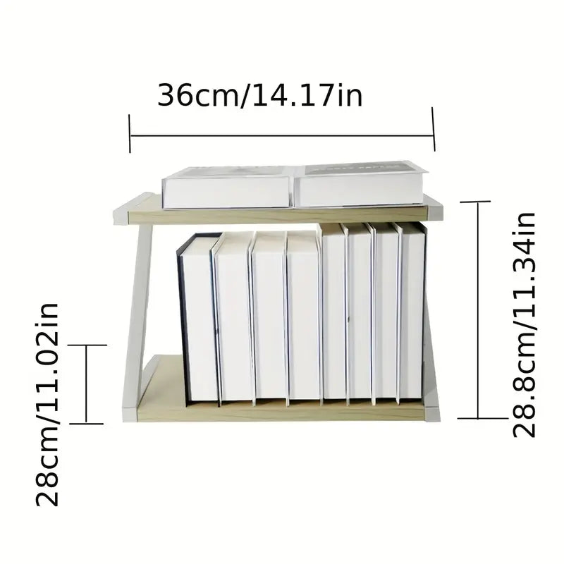 Beige Desk Study Table Storage Cabinet - Vertical Desktop Shelf & Rack