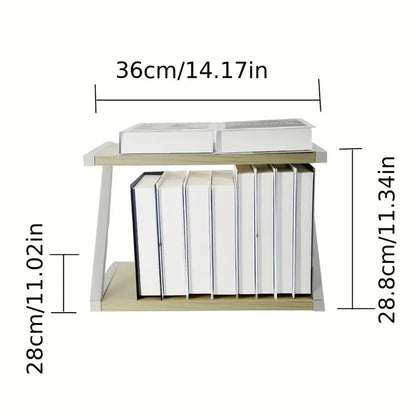 Beige Desk Study Table Storage Cabinet - Vertical Desktop Shelf & Rack