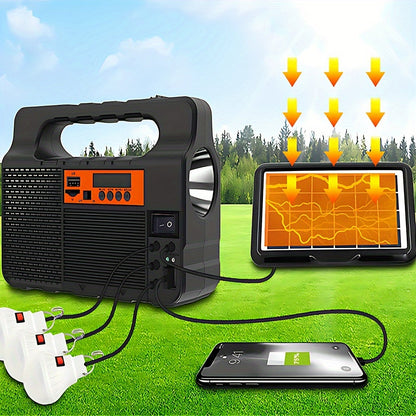 Solar LED Camping Spotlight Power System