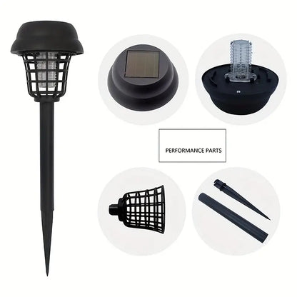 2pcs Solar Mosquito Killer Lamp Set - Outdoor Waterproof Fly Trap & Insect Repellent