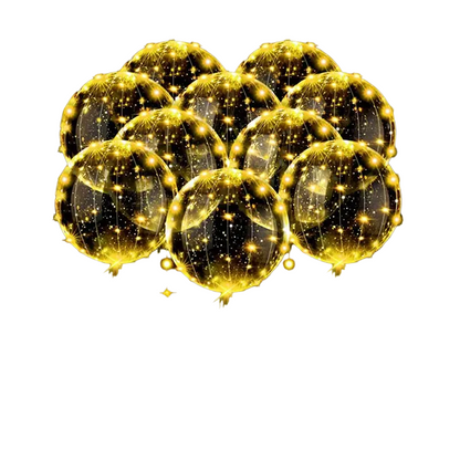 10pcs LED Balloons: Luminous Bobo Light-Up Flashing Helium Balloons(Warm Light)