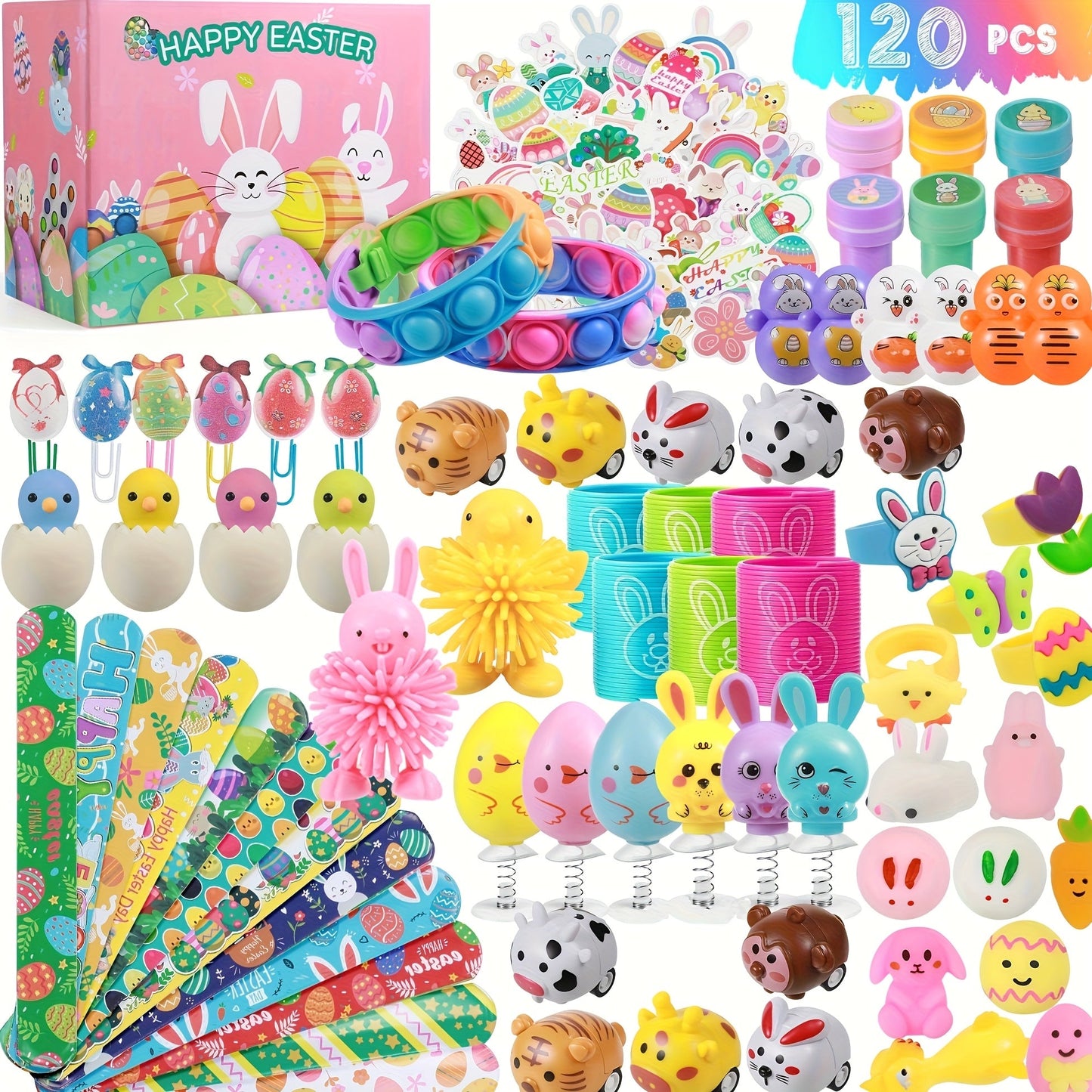 120pcs Easter Basket Filler Set with Colorful Eggs