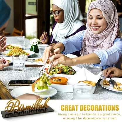 Ramadan Eid Al-Fitr Wooden Arabic Calligraphy Sign Tray