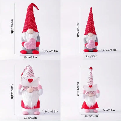 Valentine's Day Gnome Plush Doll Decorations - Set of 2
