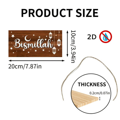 Wooden Ramadan Wreath Star-Themed Eid Decor Sign