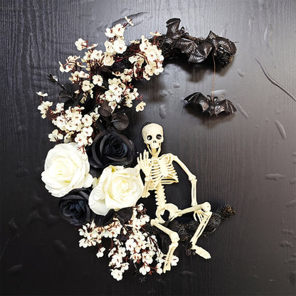 Gothic Halloween Wreath Skull Bats