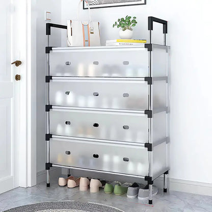 Say goodbye to dusty shoes with this convenient dustproof storage shelf