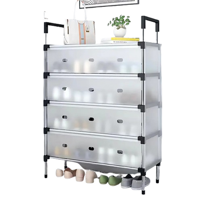 Say goodbye to dusty shoes with this convenient dustproof storage shelf