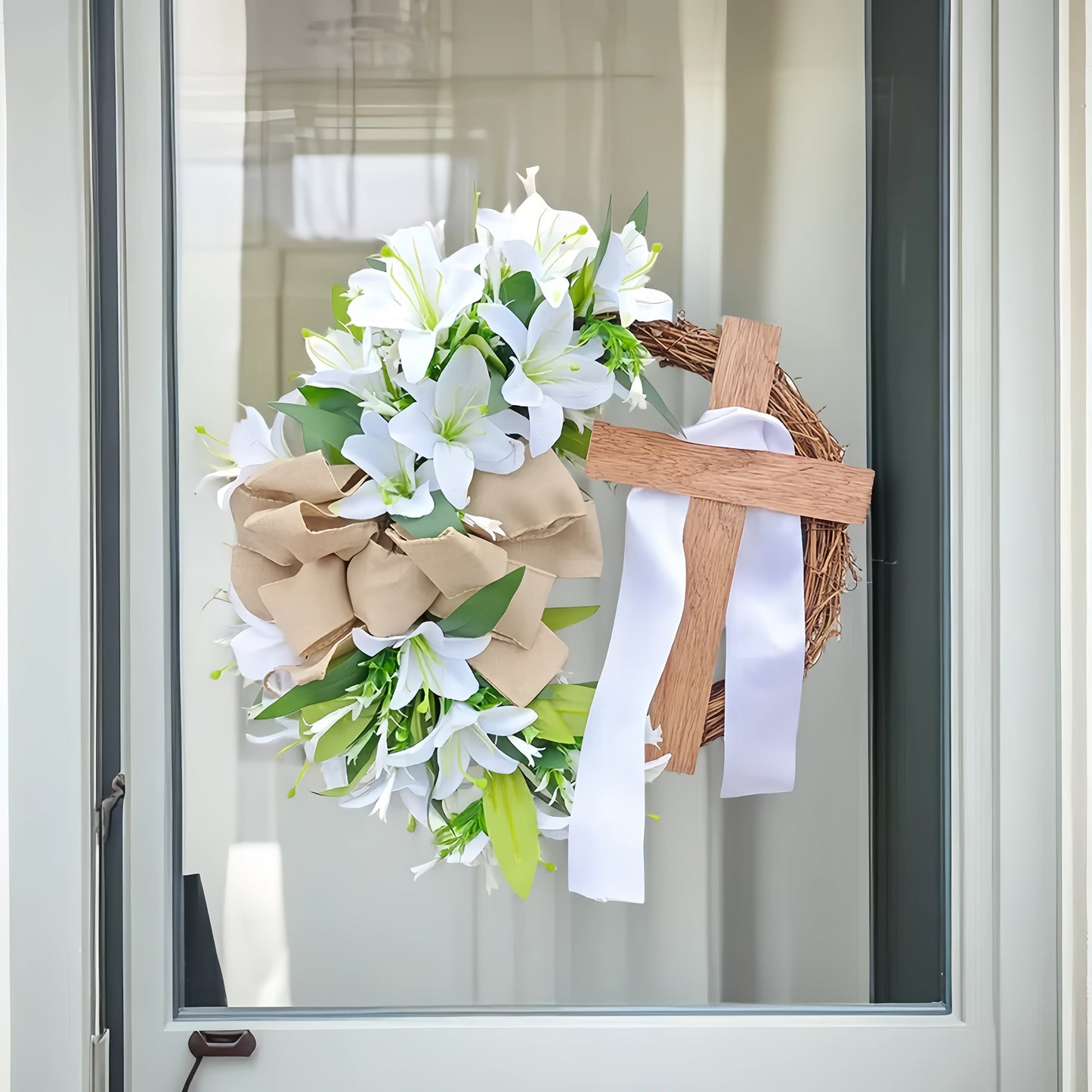 Easter Wreath with Cross Religious Garland
