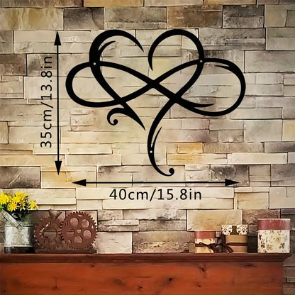 Infinity Heart Black Heart-Shaped Metal Wall Decor Love Sign Plaque