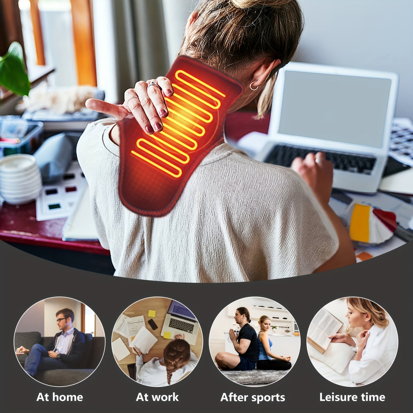 USB Heated Neck Wrap with Massage(Black)