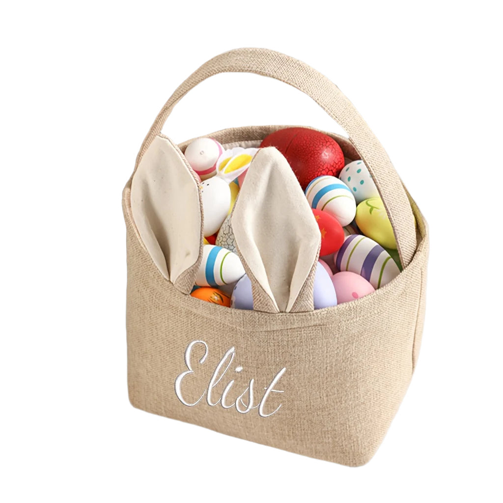 Linen Bunny Easter Tote Bag