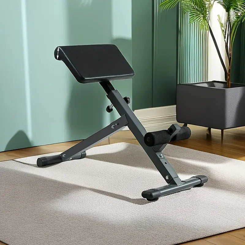 1pc Adjustable Roman Chair - Black, Waist and Abdomen Fitness Stool