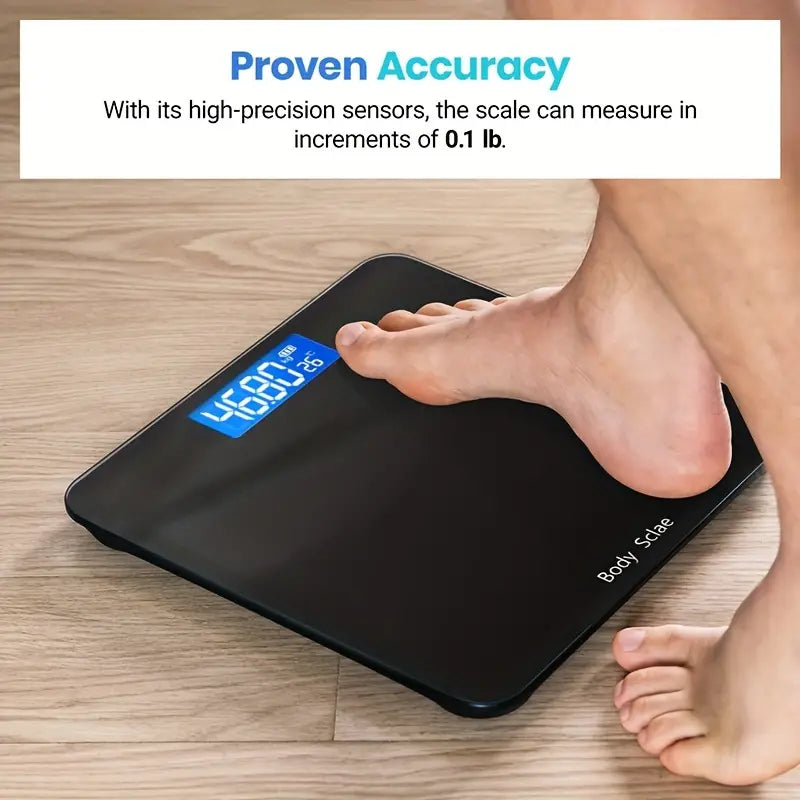 Ultra Slim Digital Bathroom Scale - Most Accurate Body Weight Scales Large Backlit Display | Black