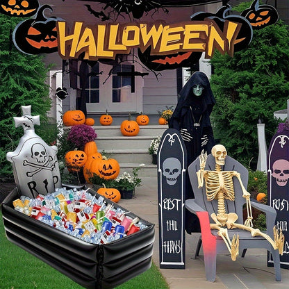 Tombstone Halloween Decoration with Pirate Skull