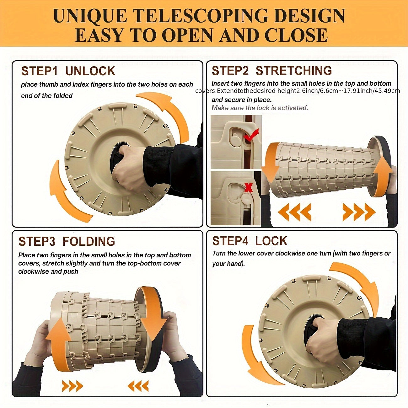 12-Level Folding Stool with PU Cushion Seat