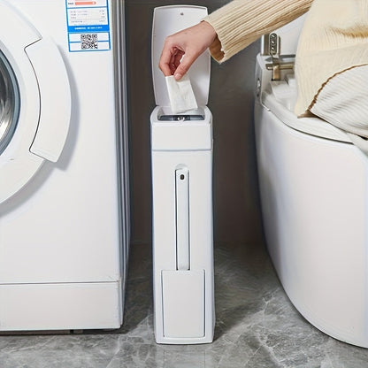 Trash Can with 4.5L Space-Saving Toilet Brush