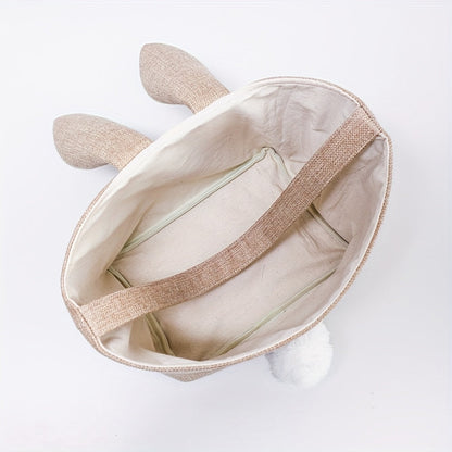 Linen Bunny Easter Tote Bag