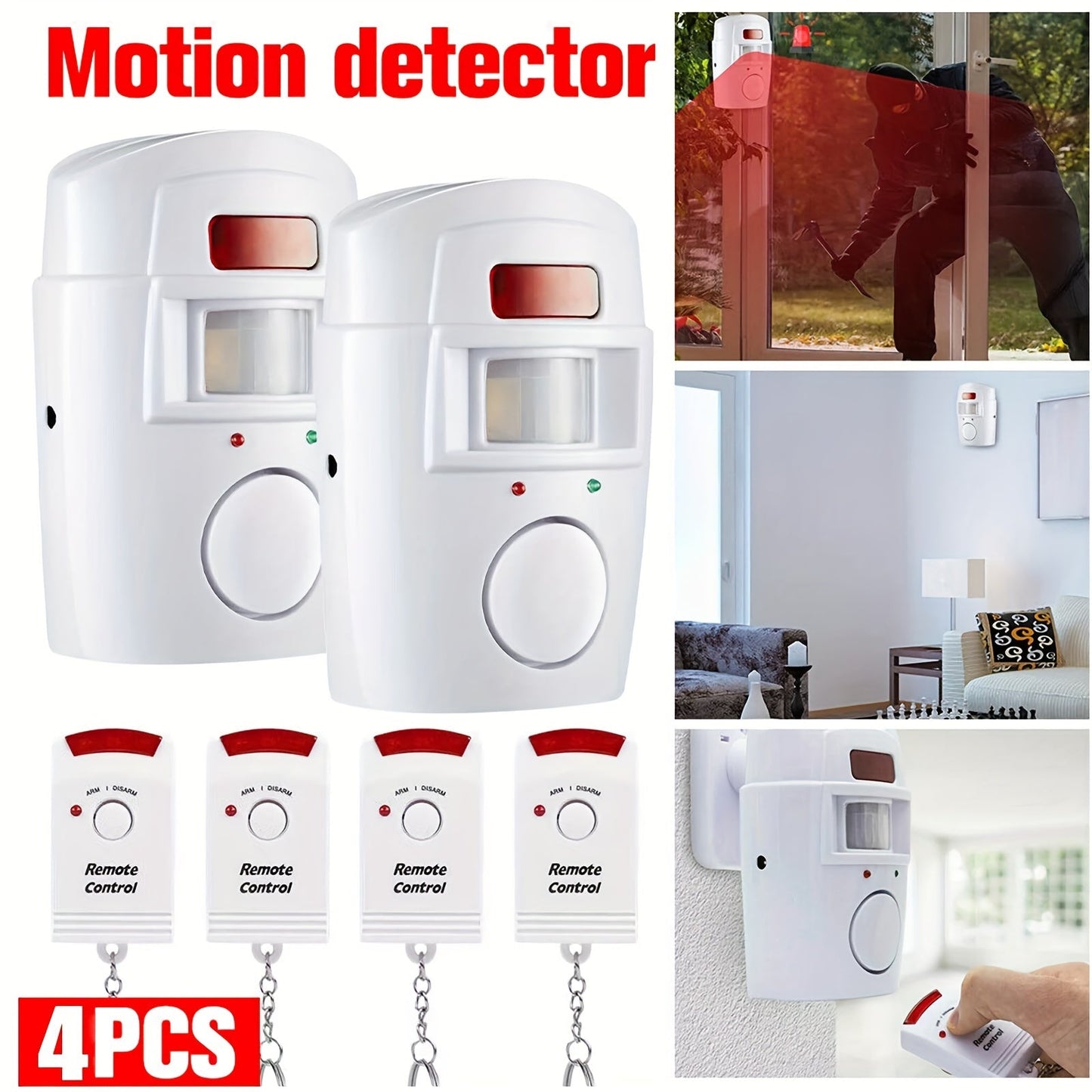 Wireless PIR Motion Sensor Alarm System (4 pcs)