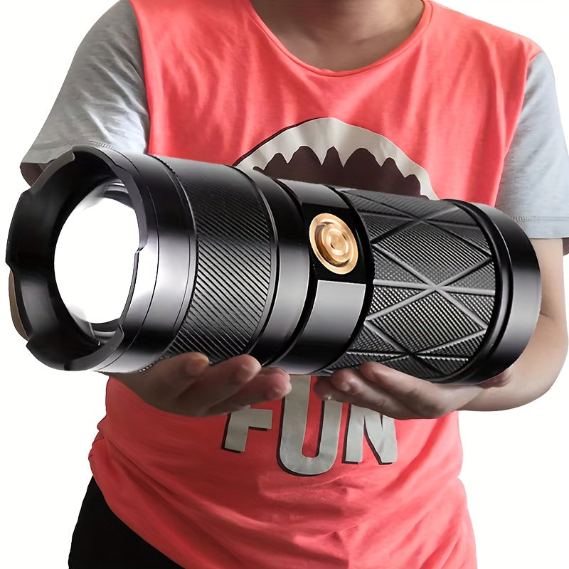 High-Power Aluminum Alloy Flashlight with USB Power Bank