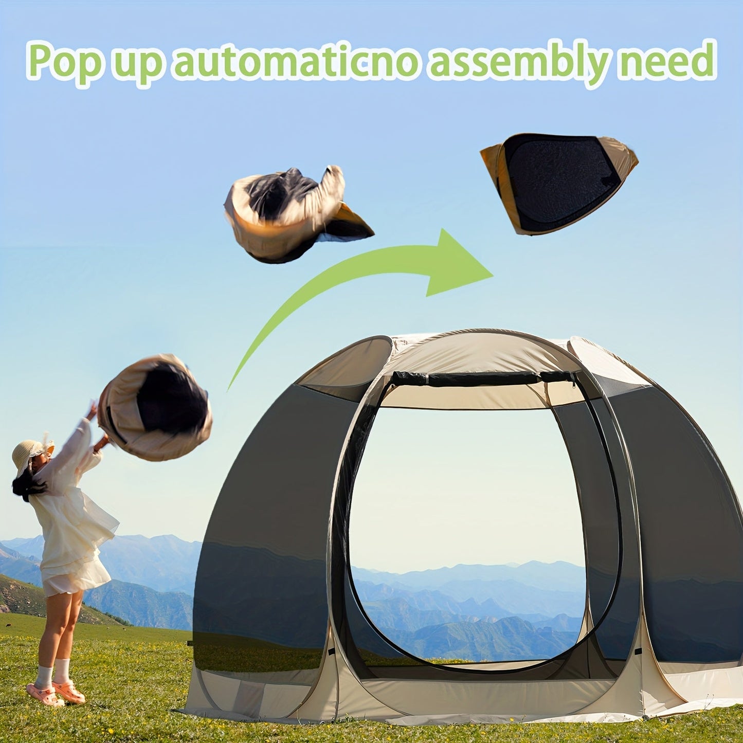 6-8 Person All-Season Portable Sheer Camping Tent