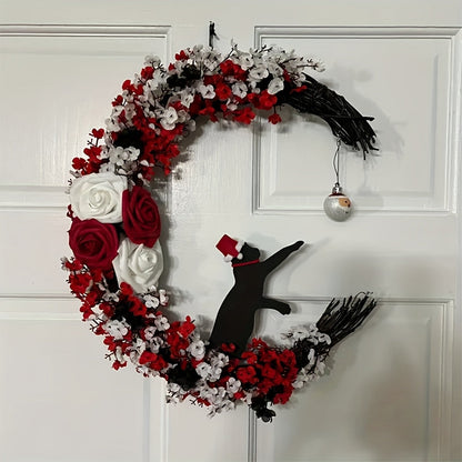 Gothic Black Cat Victorian Wreath Door Hanging