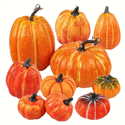 10-Piece Artificial Pumpkin Set - Assorted Sizes