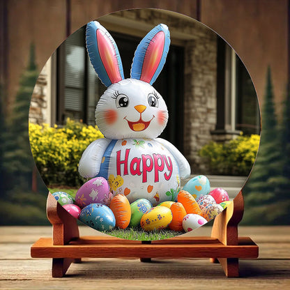 Giant Inflatable Easter Bunny with "Happy Easter" Message