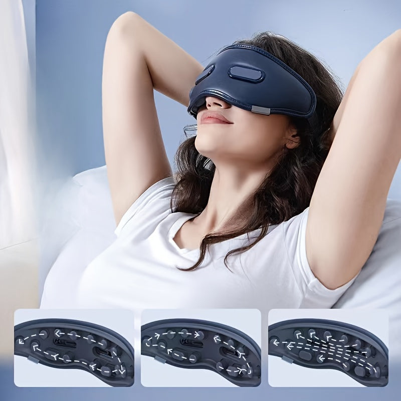 12-Point Eye Massager with Hot Compress & Visual Window(Blue)