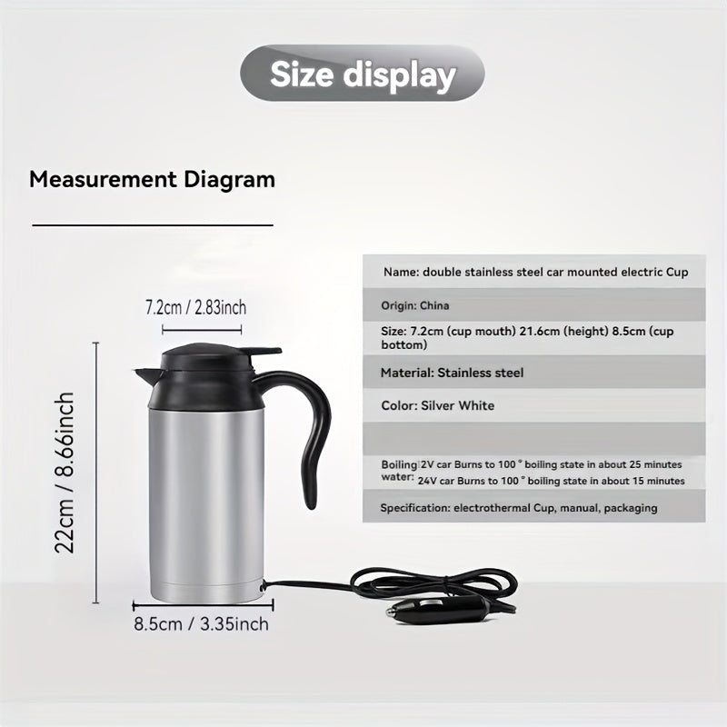 Car Electric Kettle Stainless Portable Boiler