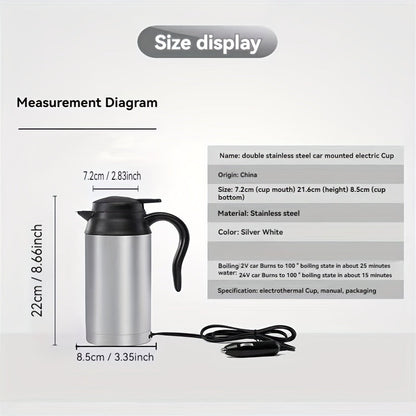 Car Electric Kettle Stainless Portable Boiler
